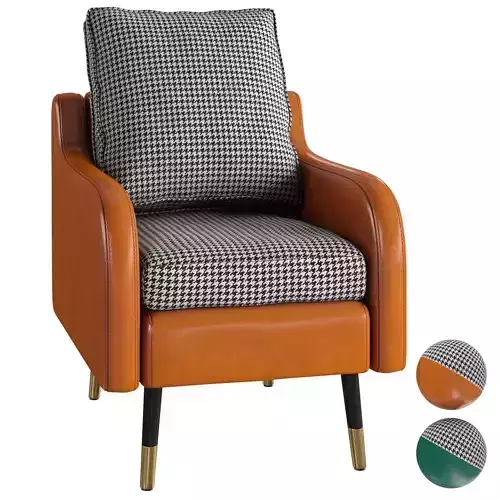 Homary-Leather Upholstered Accent Chair Cushion Backrest Modern 3D model