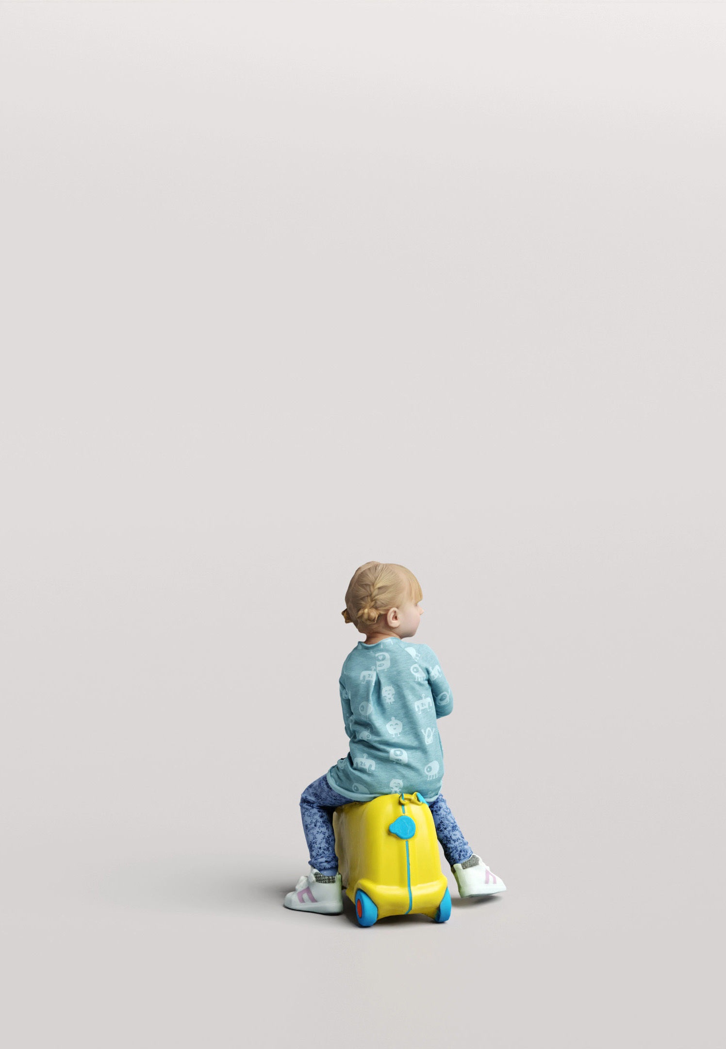Humano Little girl riding a toy 0908 3D model_2