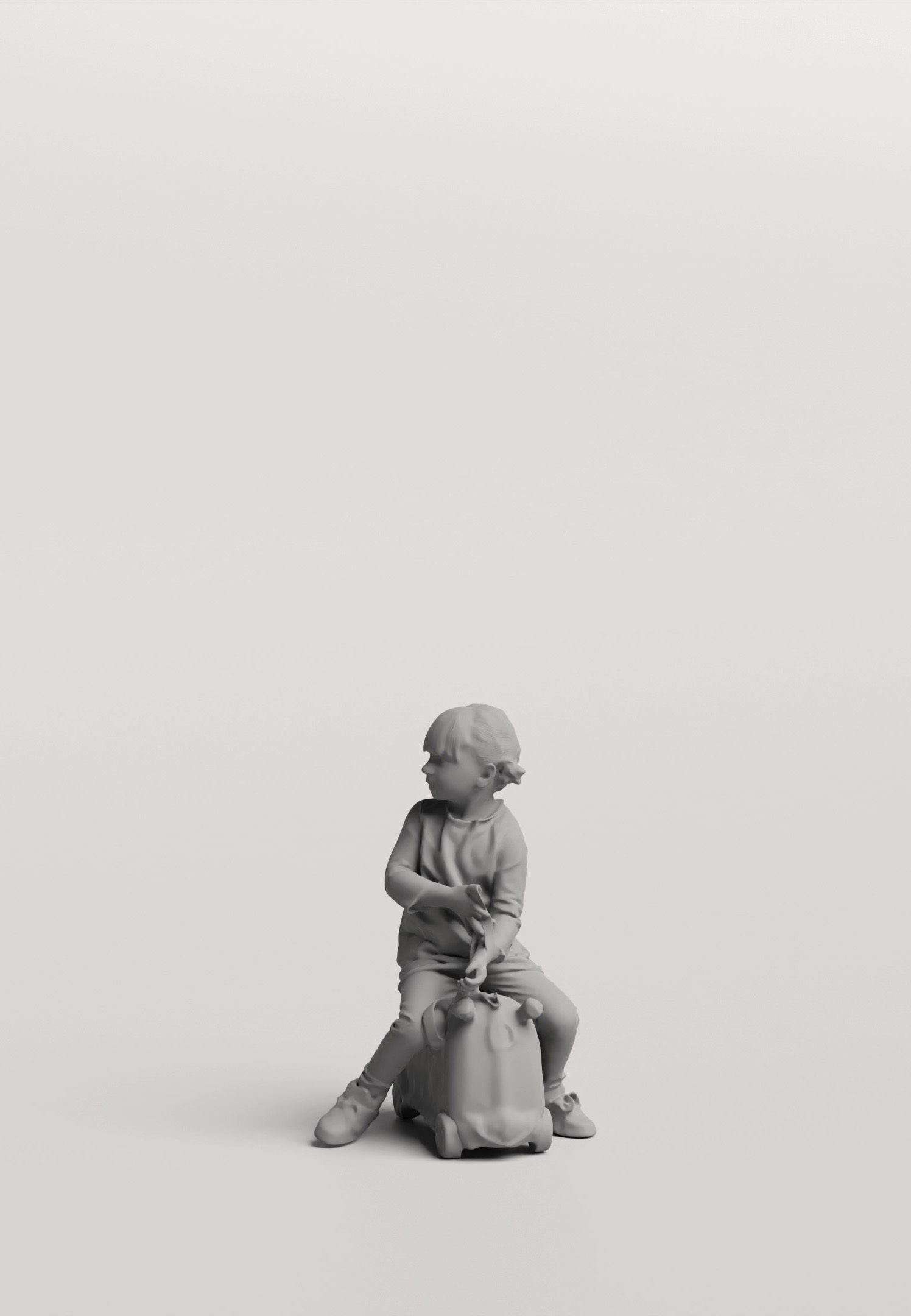 Humano Little girl riding a toy 0908 3D model_3