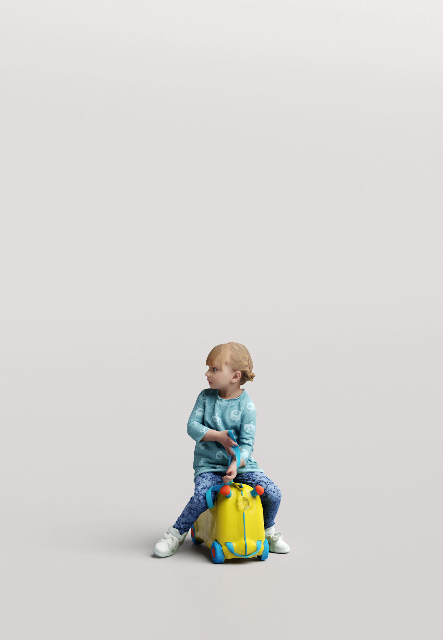Humano Little girl riding a toy 0908 3D model_1