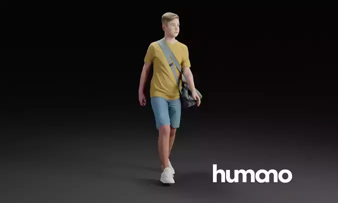 Humano Young boy with a sports bag 0909