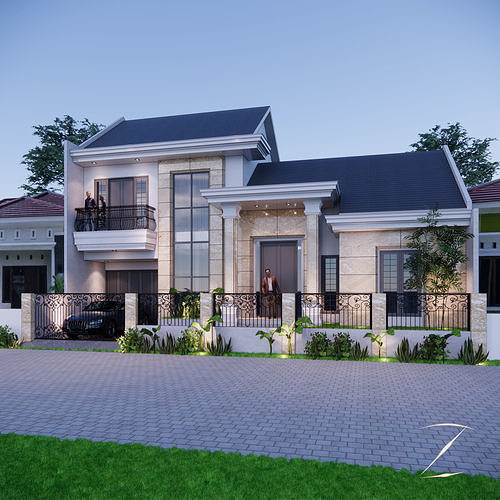 Simple Classical House Scene 3d Model Sketchup 3D model
