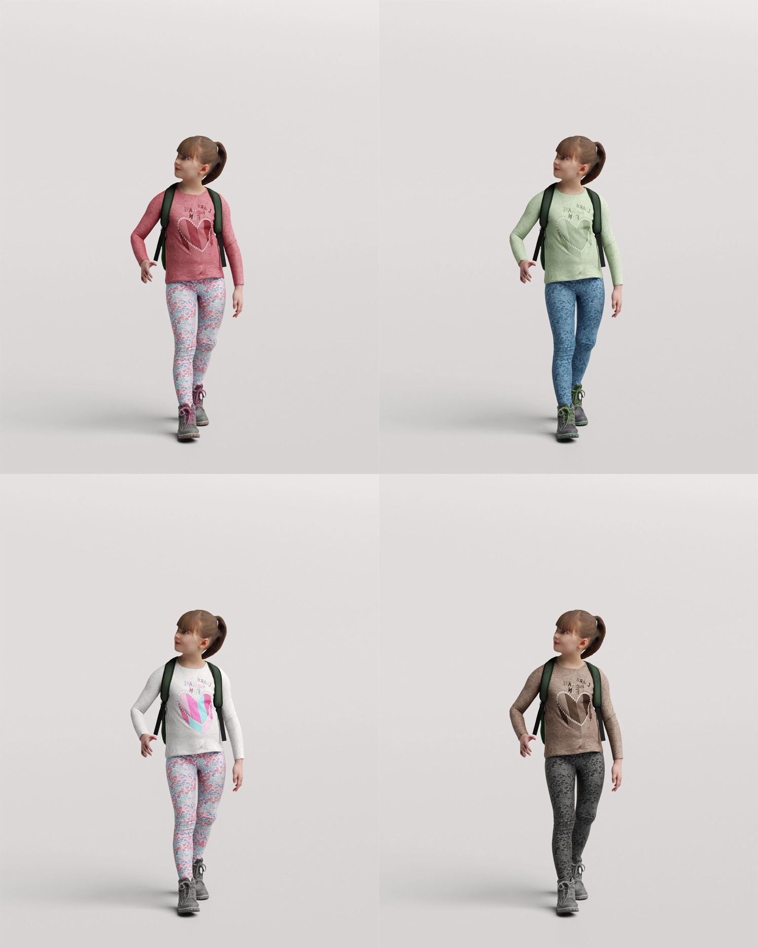Humano Girl walking with the backpack 0915 3D model_4
