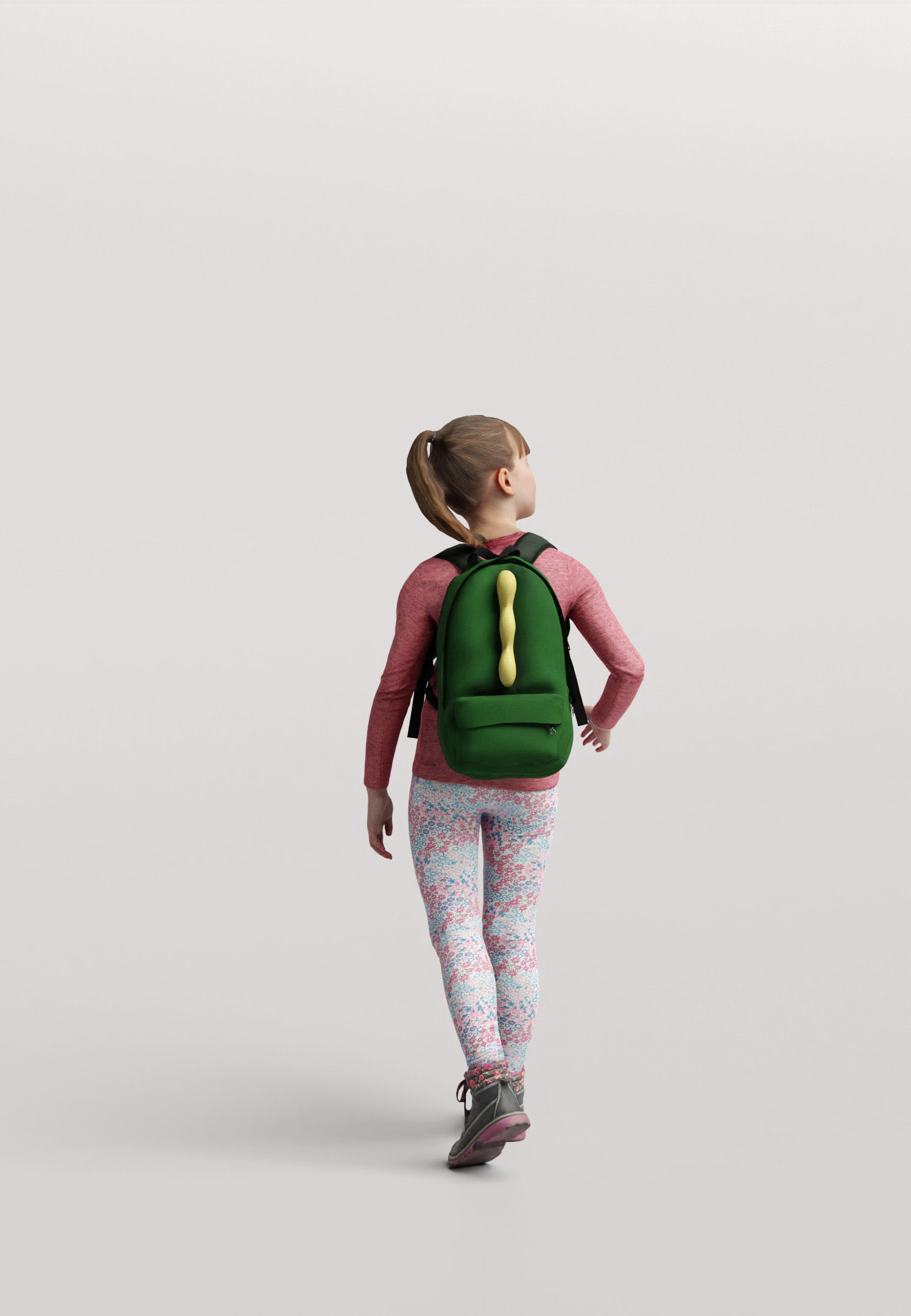 Humano Girl walking with the backpack 0915 3D model_2