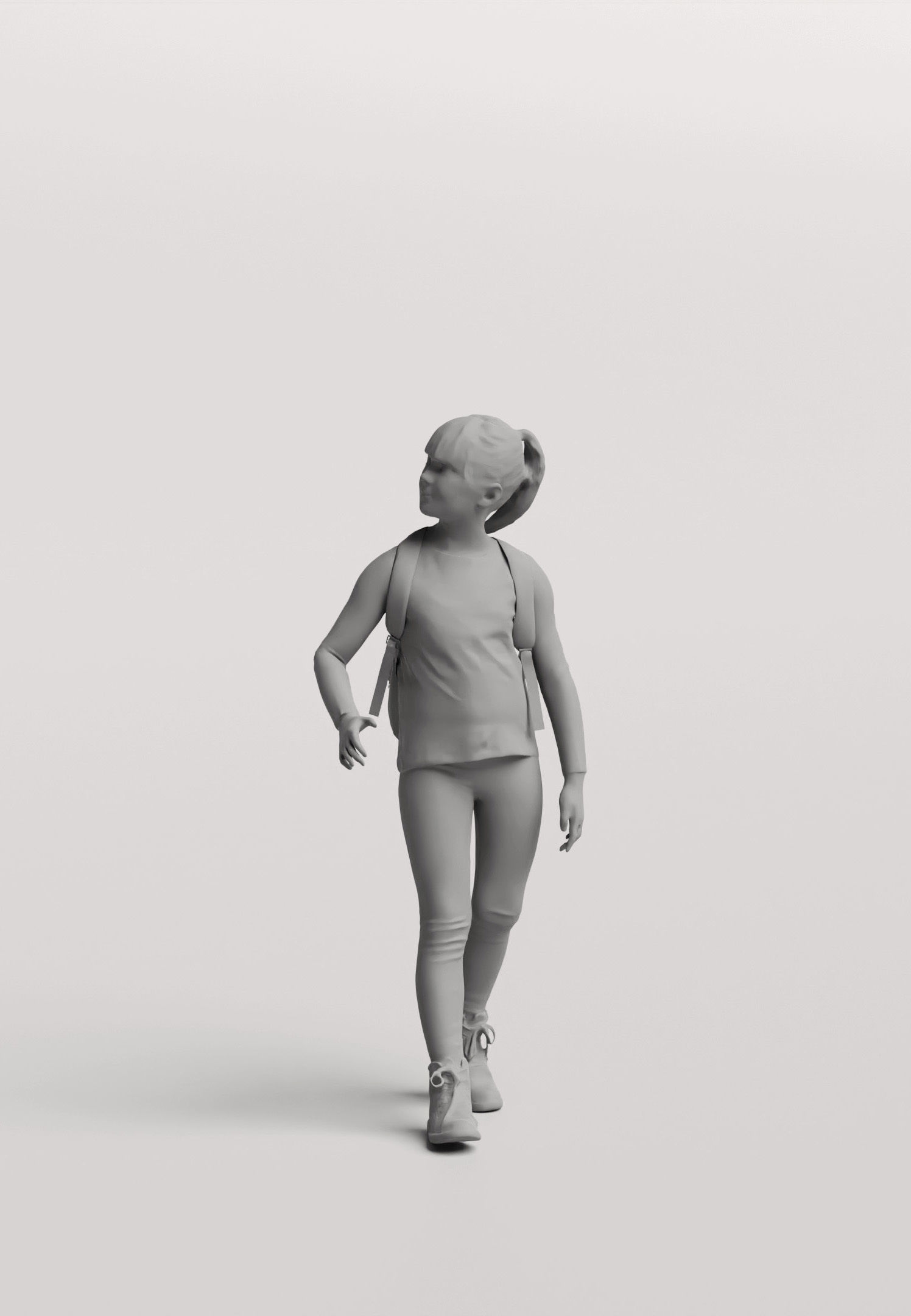 Humano Girl walking with the backpack 0915 3D model_3