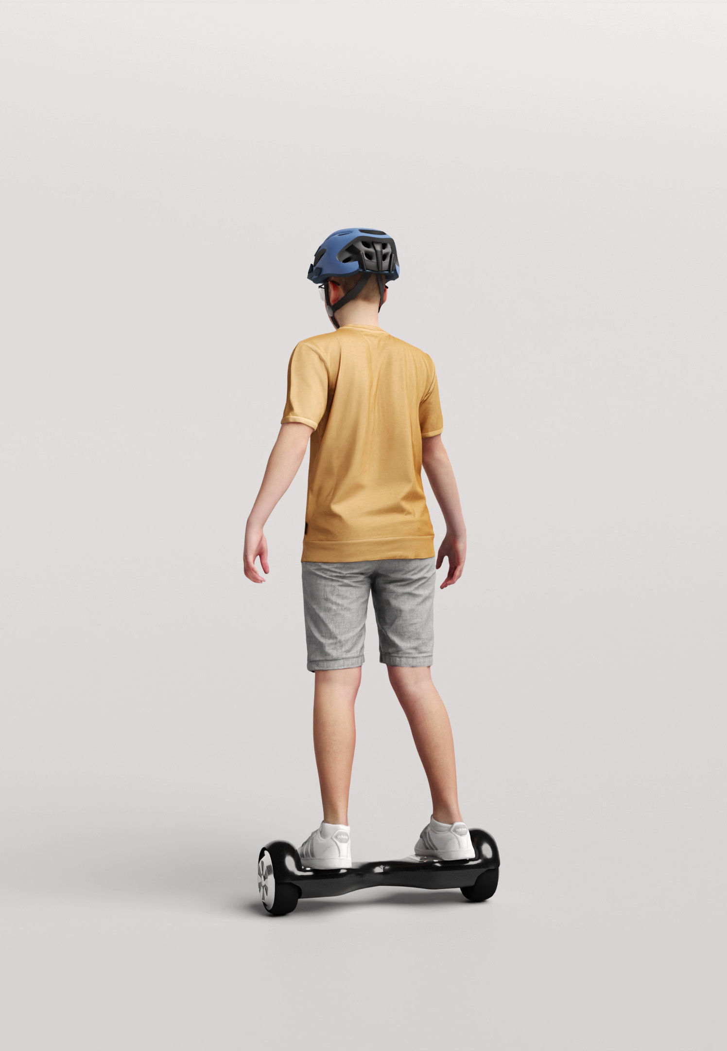 Humano Young boy riding a hoverboard with a helmet 0918 3D model_2