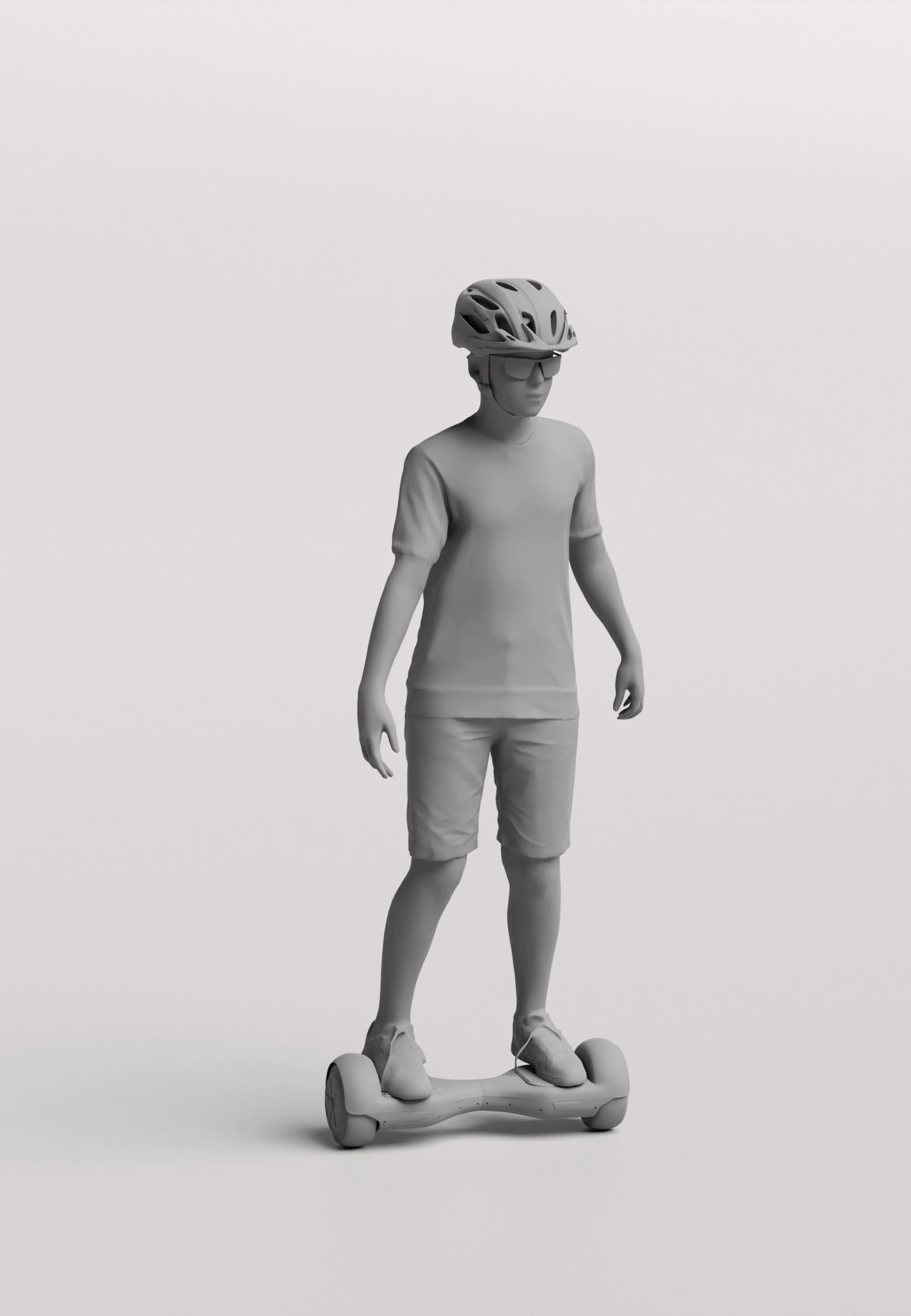 Humano Young boy riding a hoverboard with a helmet 0918 3D model_3