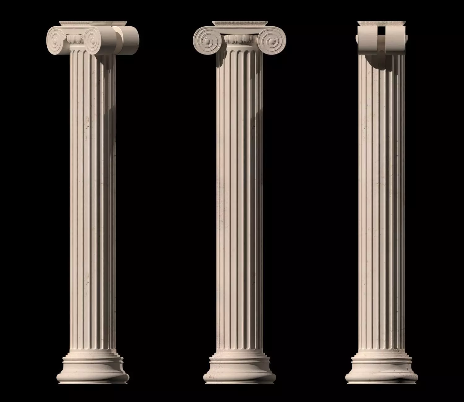 Greek Ionic column Low-poly 3D model_0