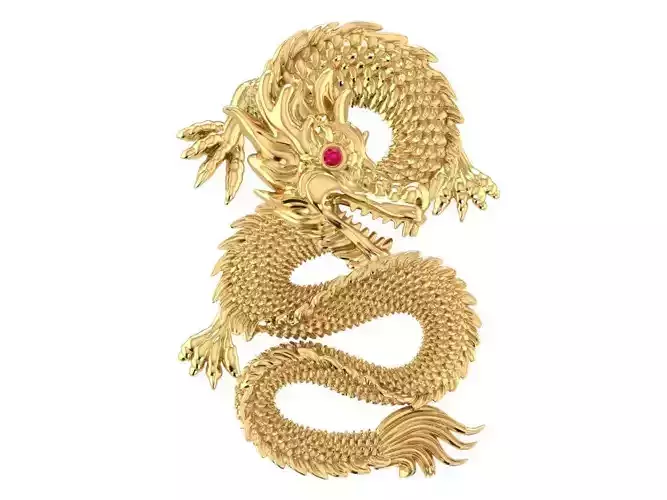 High Detail Chinese Dragon 3D Model for Jewelry and CNC 1539