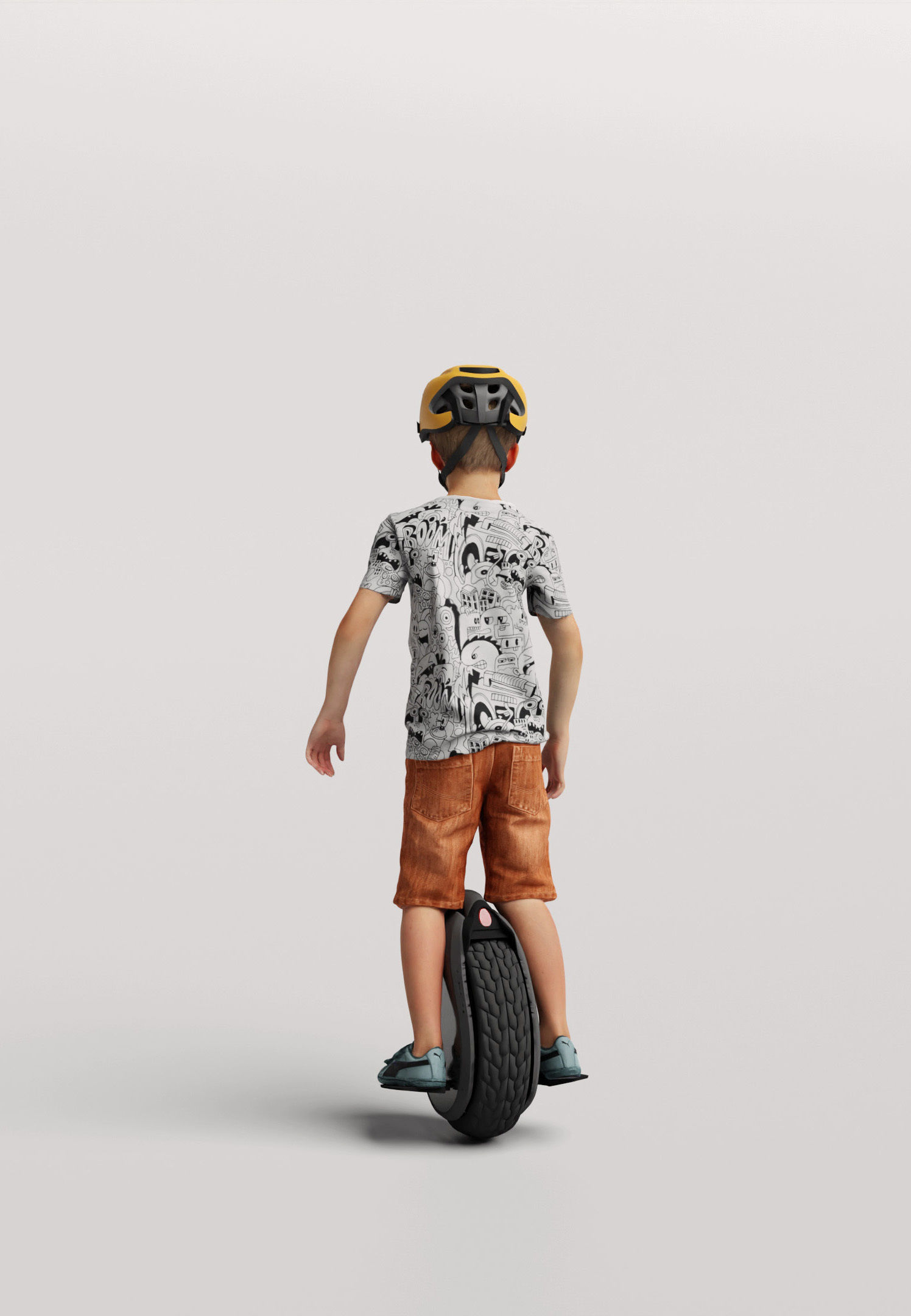 Humano Young boy riding a unicycle with a helmet 0919 3D model_2