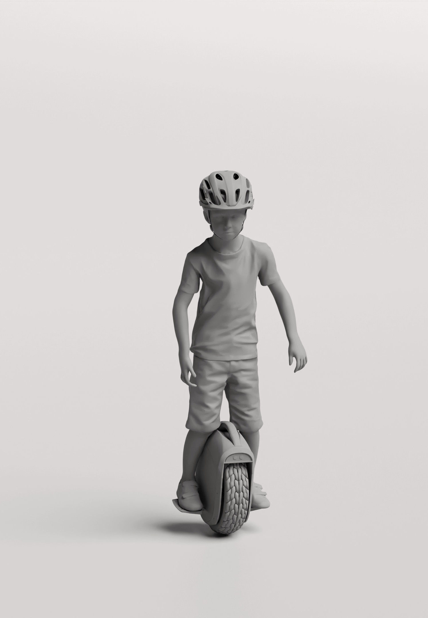 Humano Young boy riding a unicycle with a helmet 0919 3D model_3