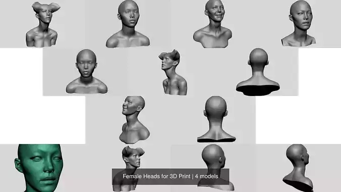 Female Heads for 3D Print 3D Model Collection