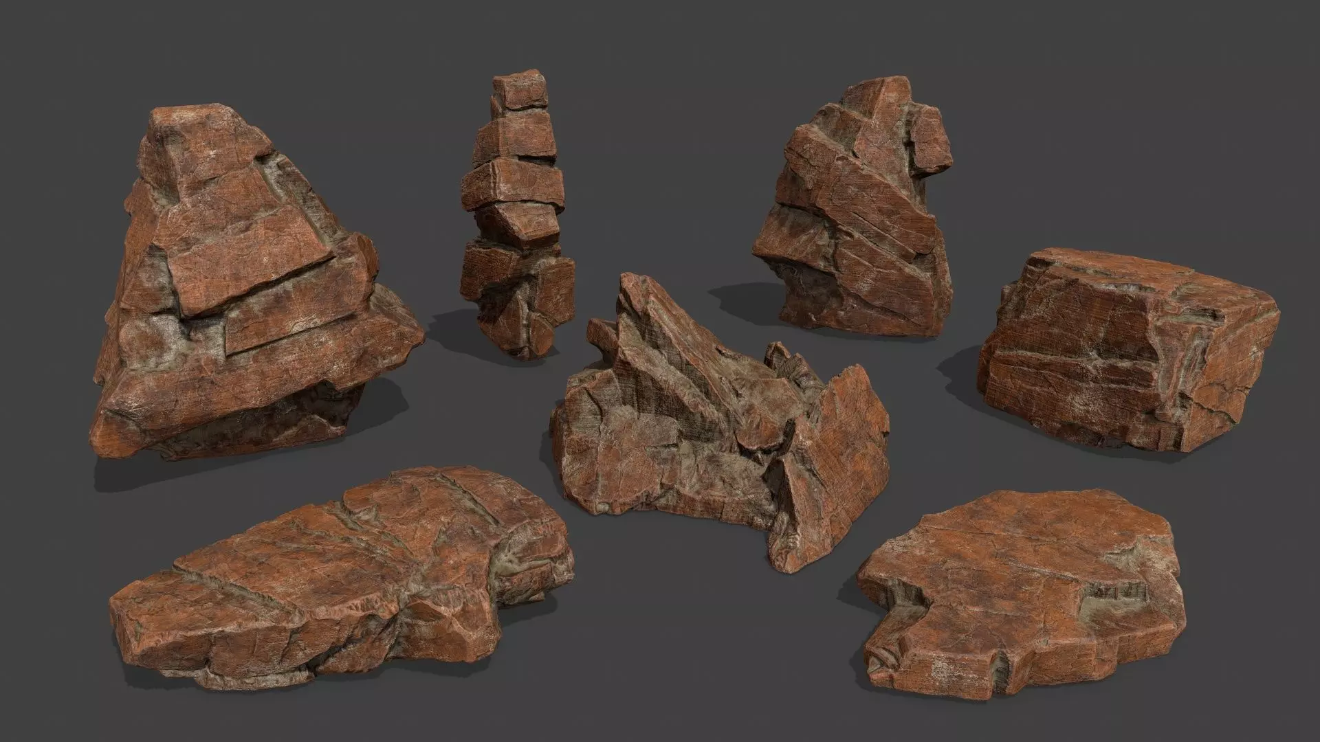 Rock Set Low-poly 3D model_0
