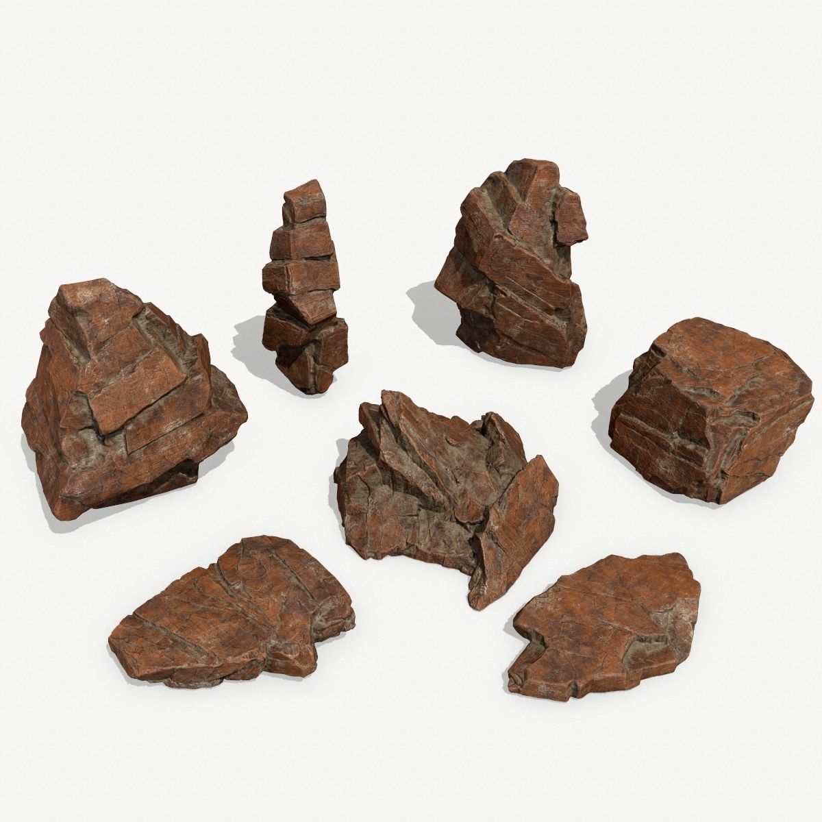 Rock Set Low-poly 3D model_1