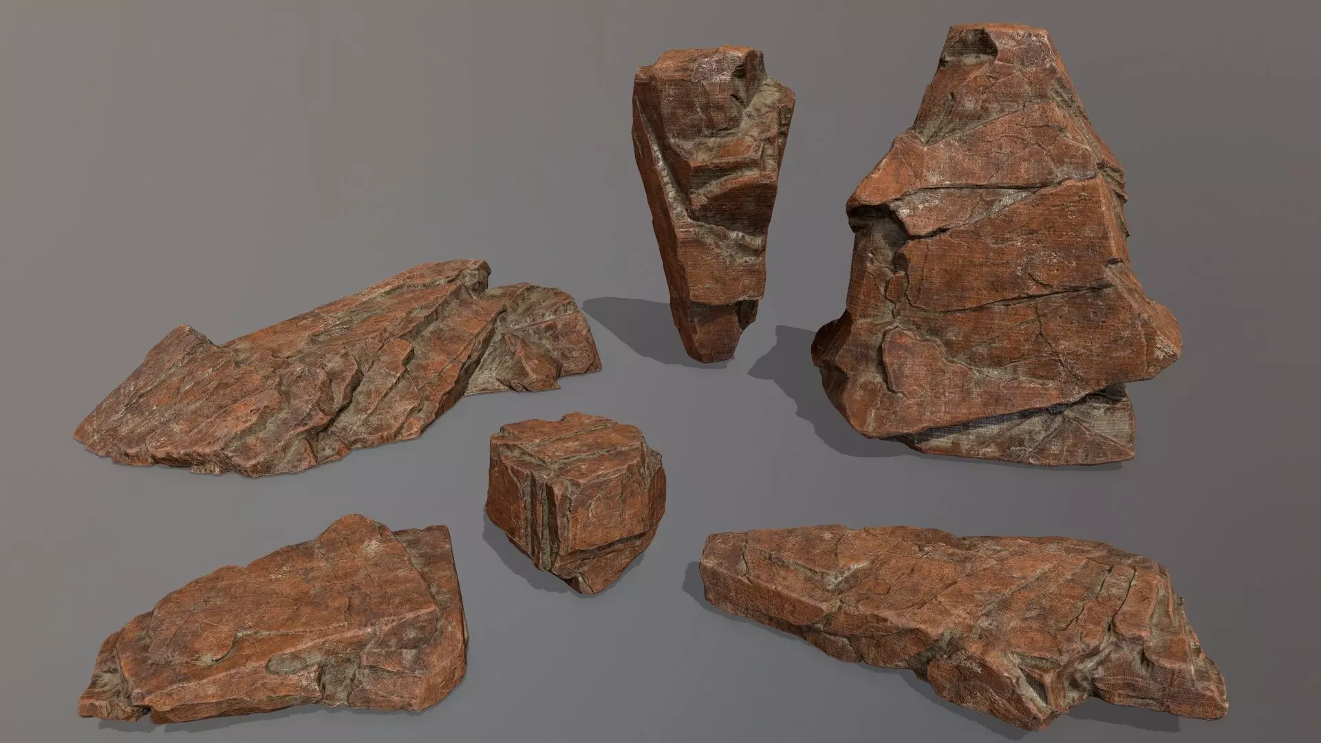 Rock Set Low-poly 3D model_0