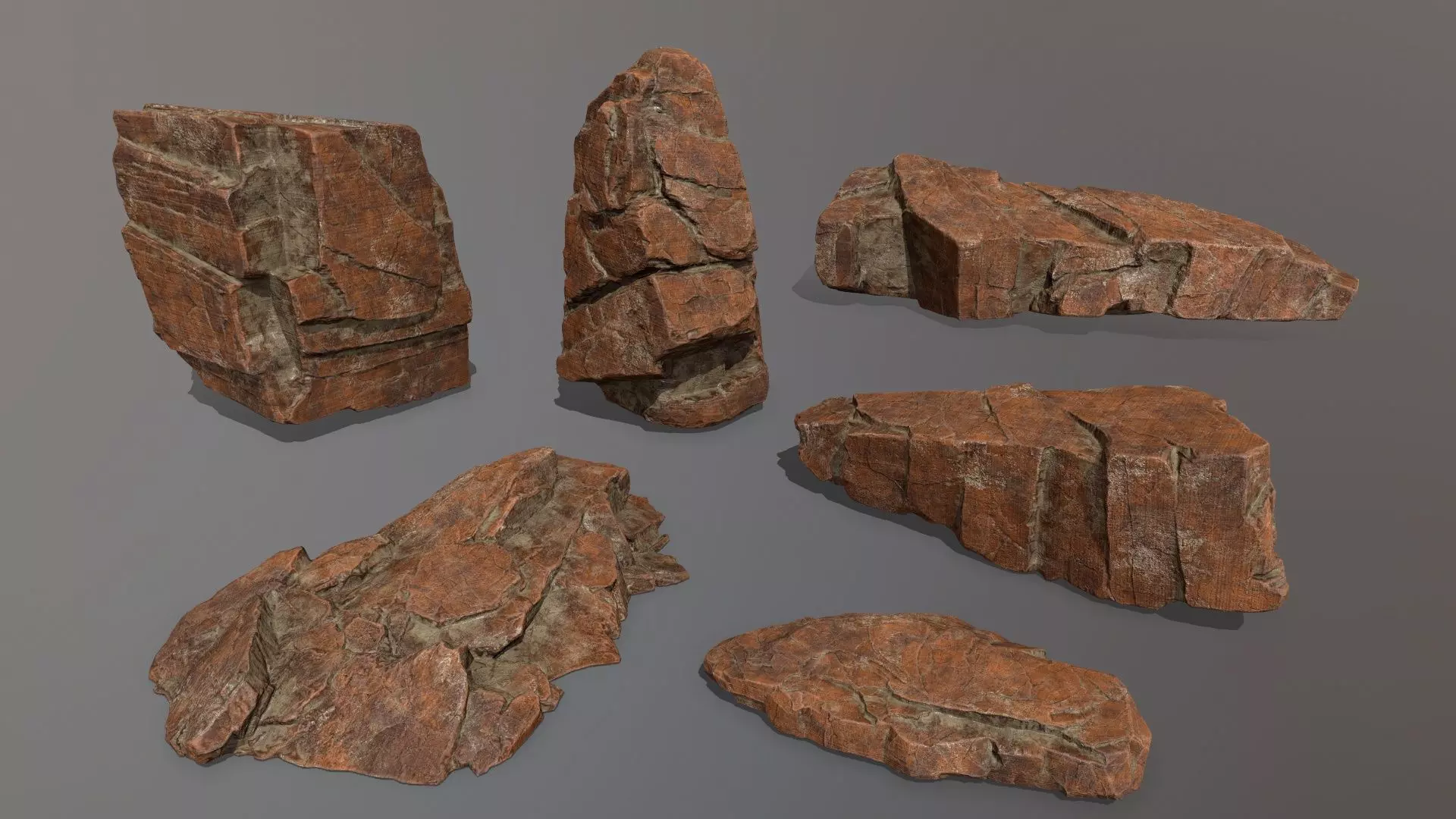 Rock Set Low-poly 3D model_0