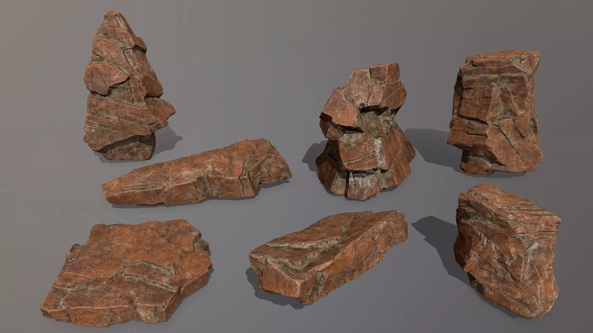 Rock Set Low-poly 3D model_0