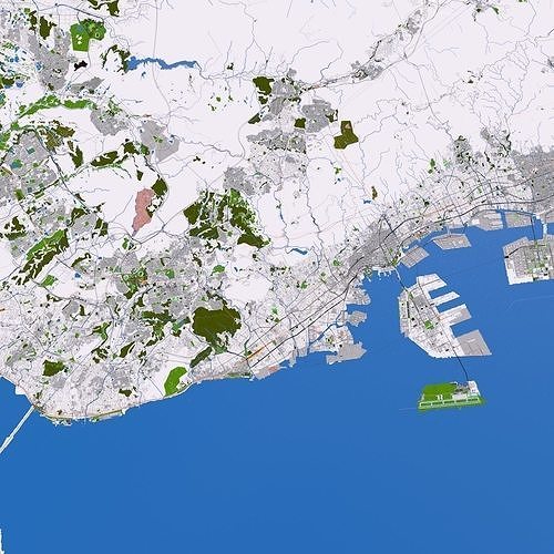 Kobe City Japan 2021 July Low-poly 3D model