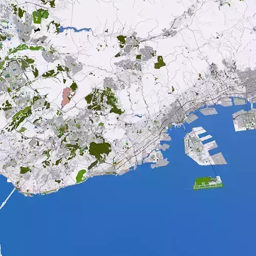 Kobe City Japan 2021 July Low-poly 3D model