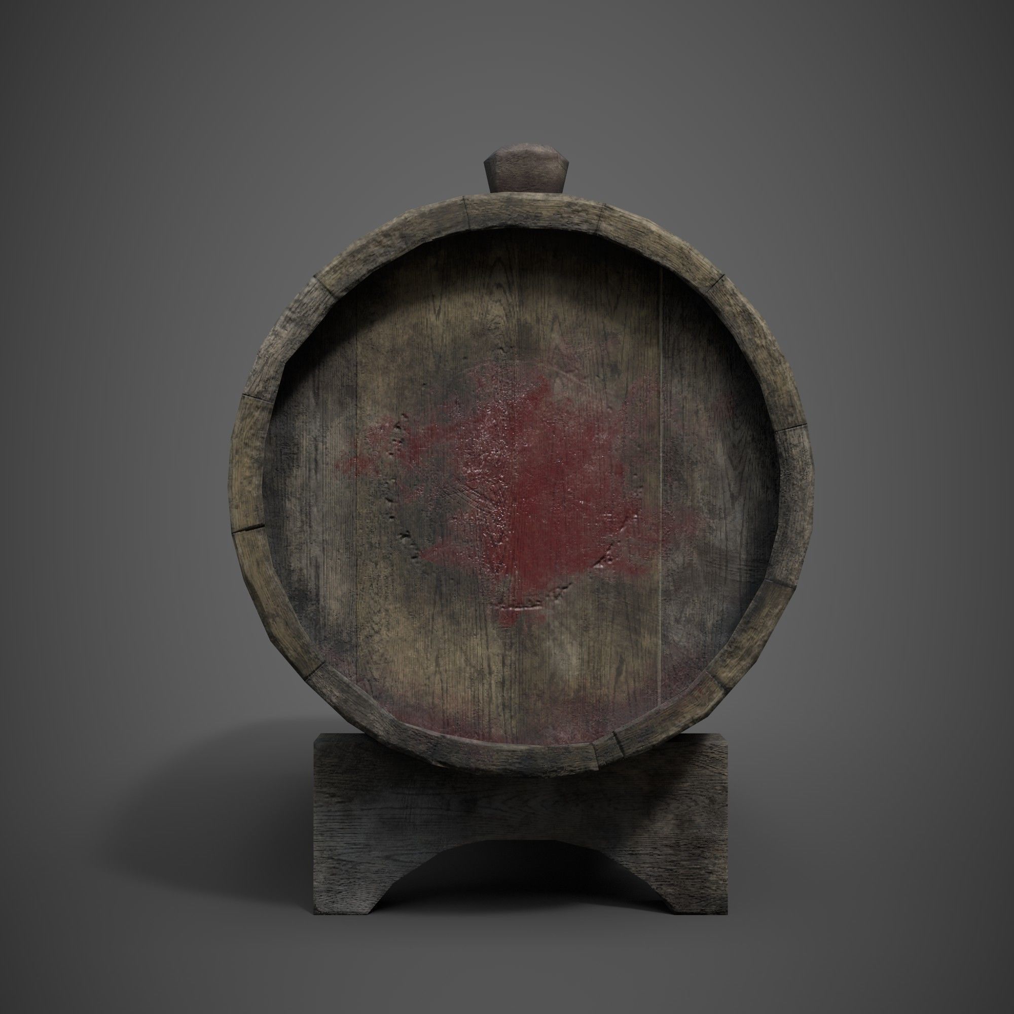 Old barrel  Low-poly 3D model_5
