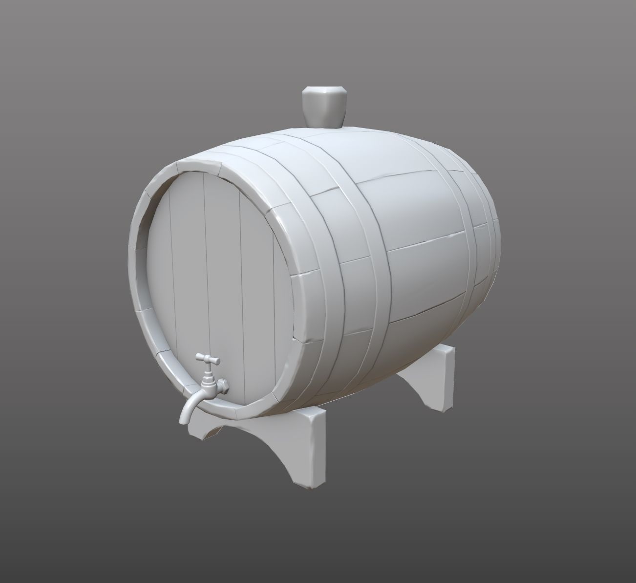 Old barrel  Low-poly 3D model_6