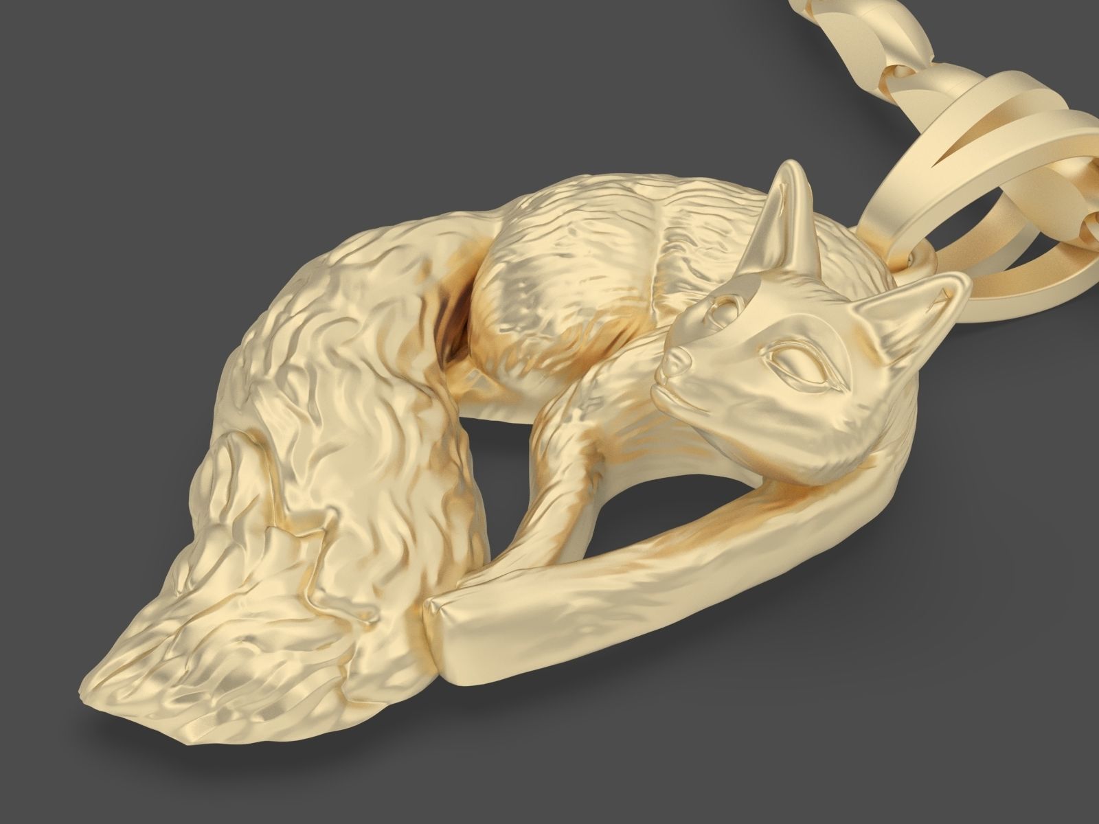 Fox pendant Silver Gold Print 3D print model_2