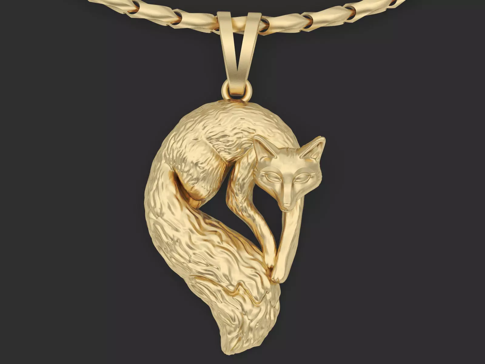 Fox pendant Silver Gold Print 3D print model_0
