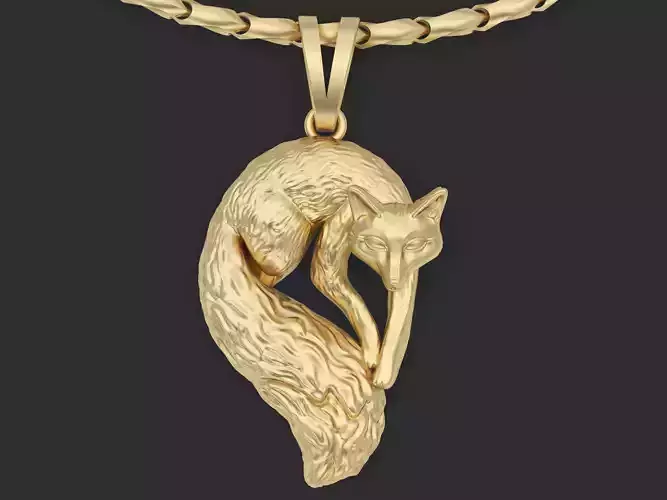 Fox pendant Silver Gold  Print