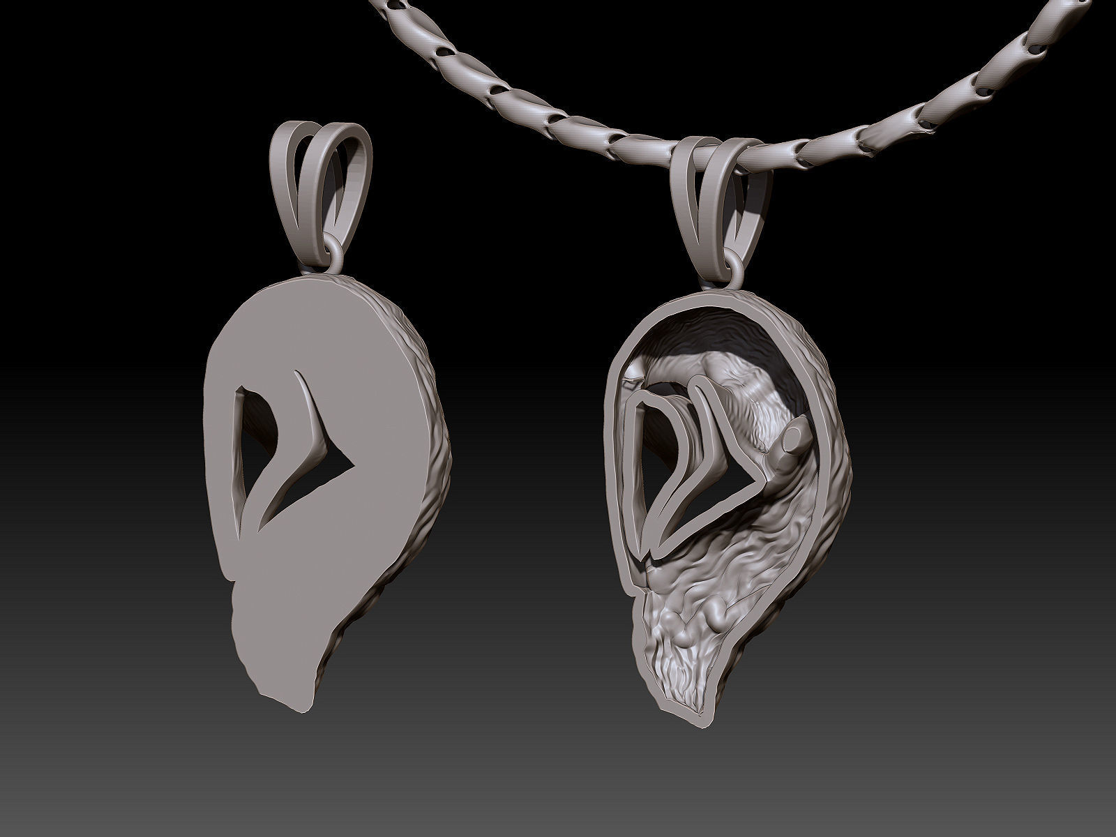 Fox pendant Silver Gold Print 3D print model_3