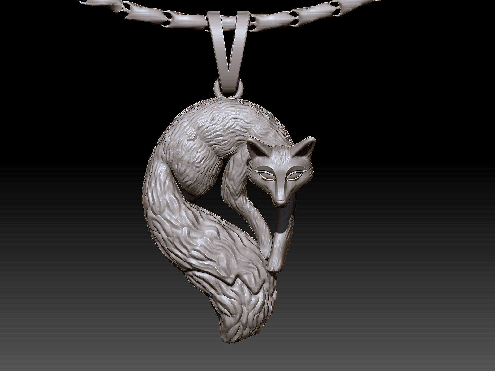 Fox pendant Silver Gold Print 3D print model_4