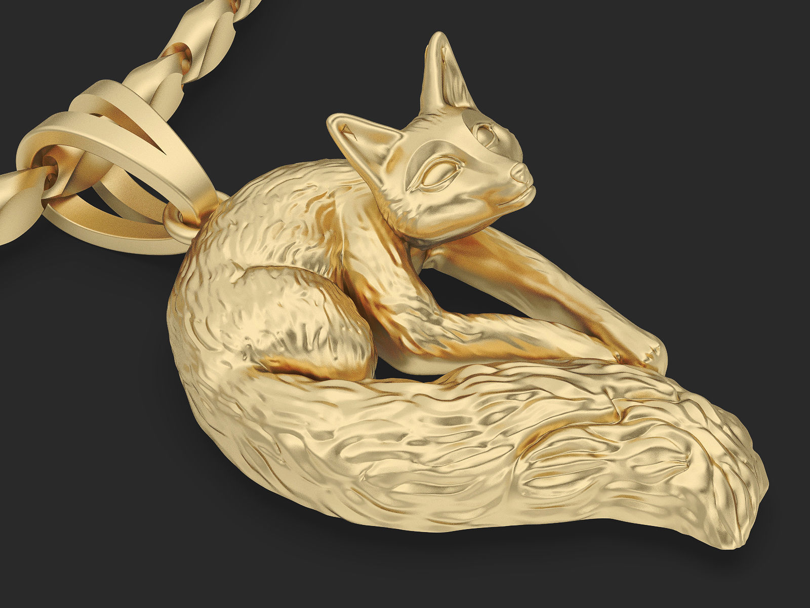 Fox pendant Silver Gold Print 3D print model_1
