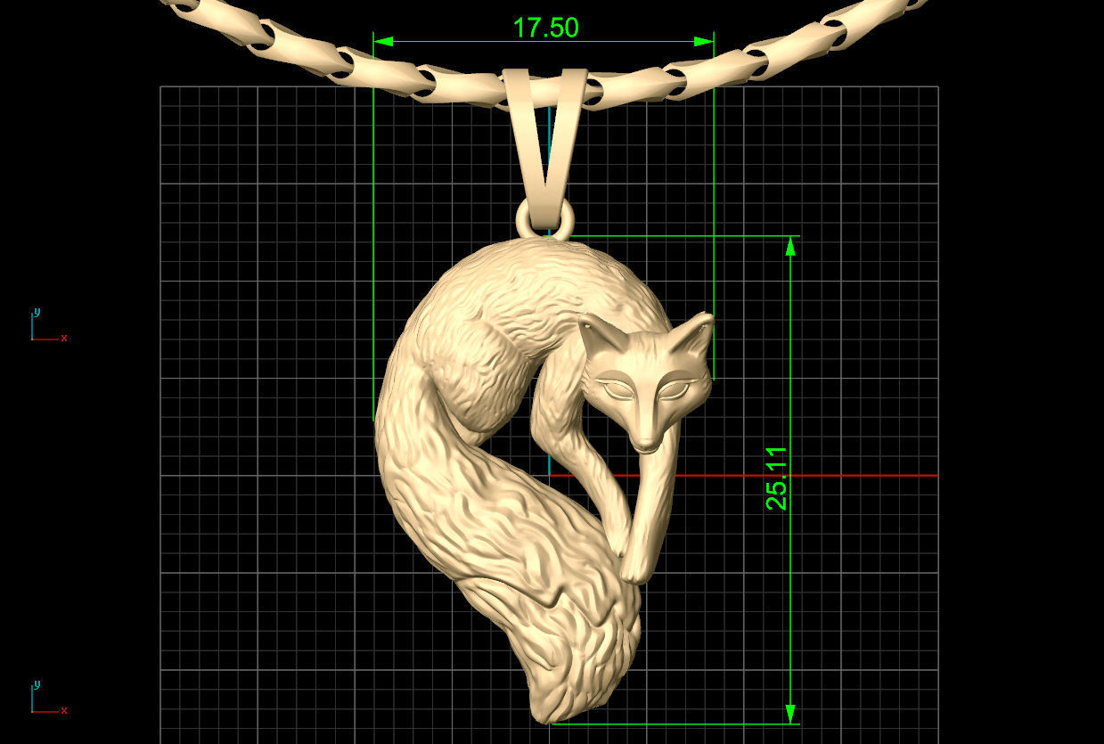 Fox pendant Silver Gold Print 3D print model_5