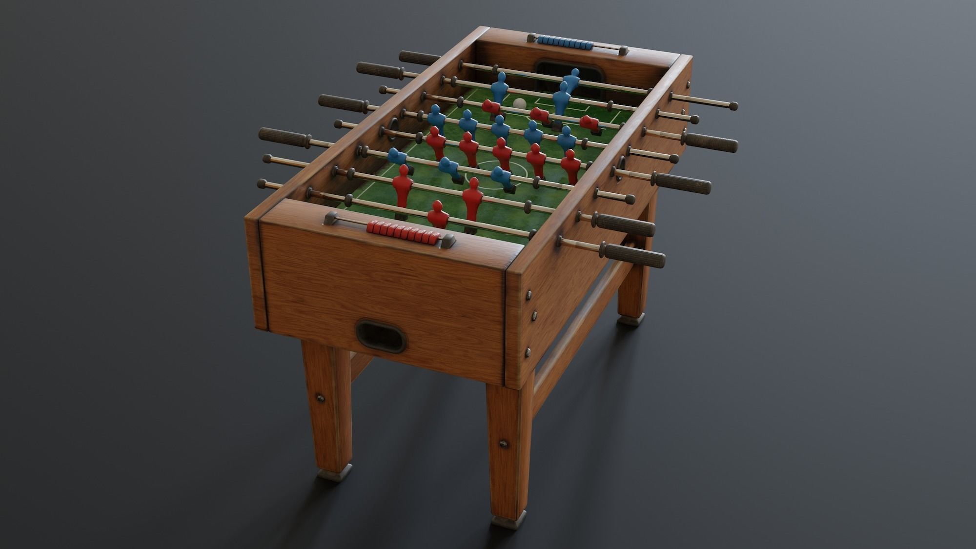 Foosball Table Low-poly 3D model_2