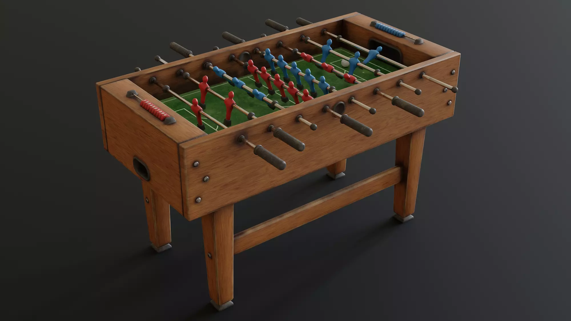 Foosball Table Low-poly 3D model_0