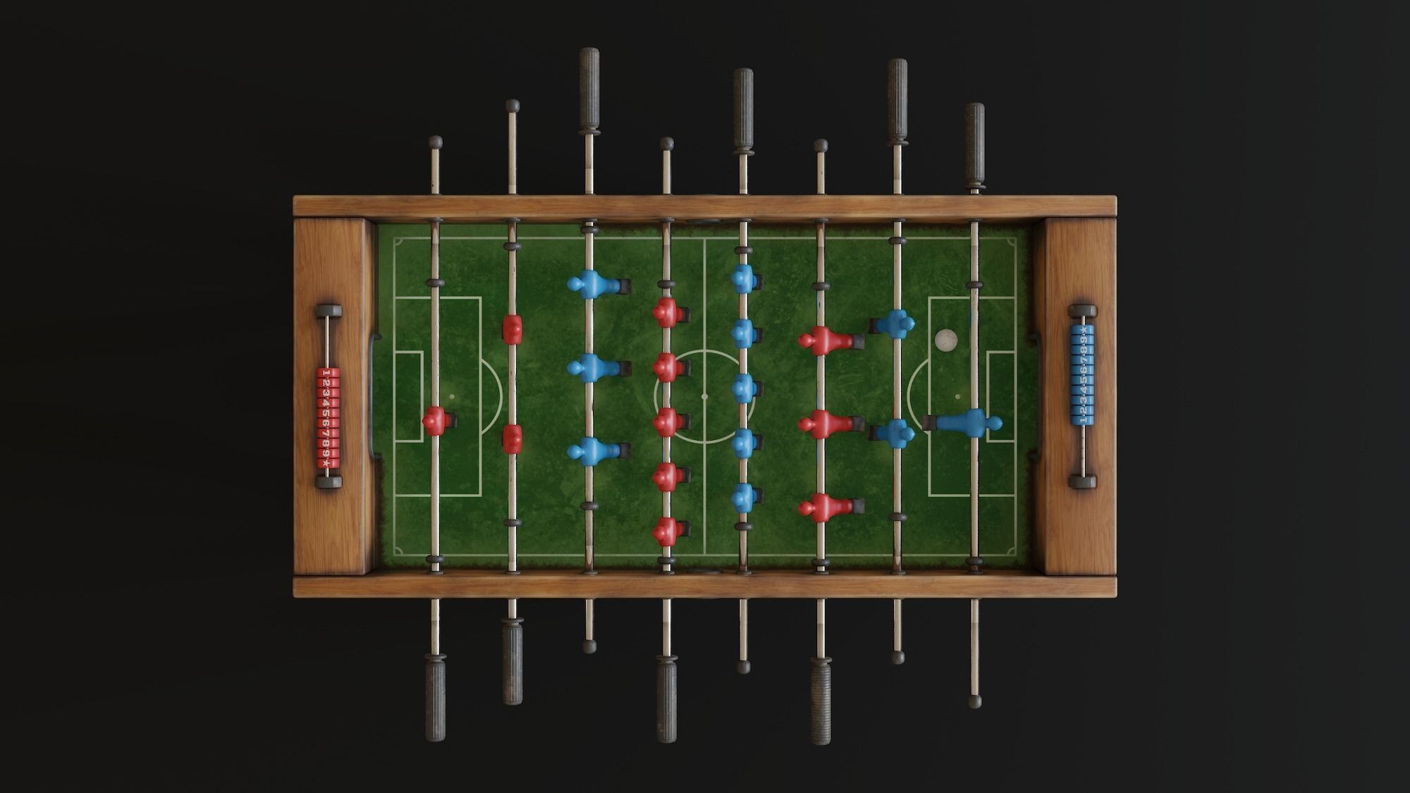Foosball Table Low-poly 3D model_3