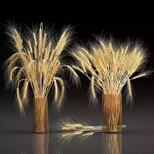 Decorative bouquet of wheat ears in a vase for decor 123