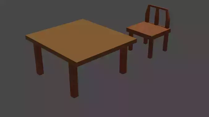 Low Poly Table and Chair 