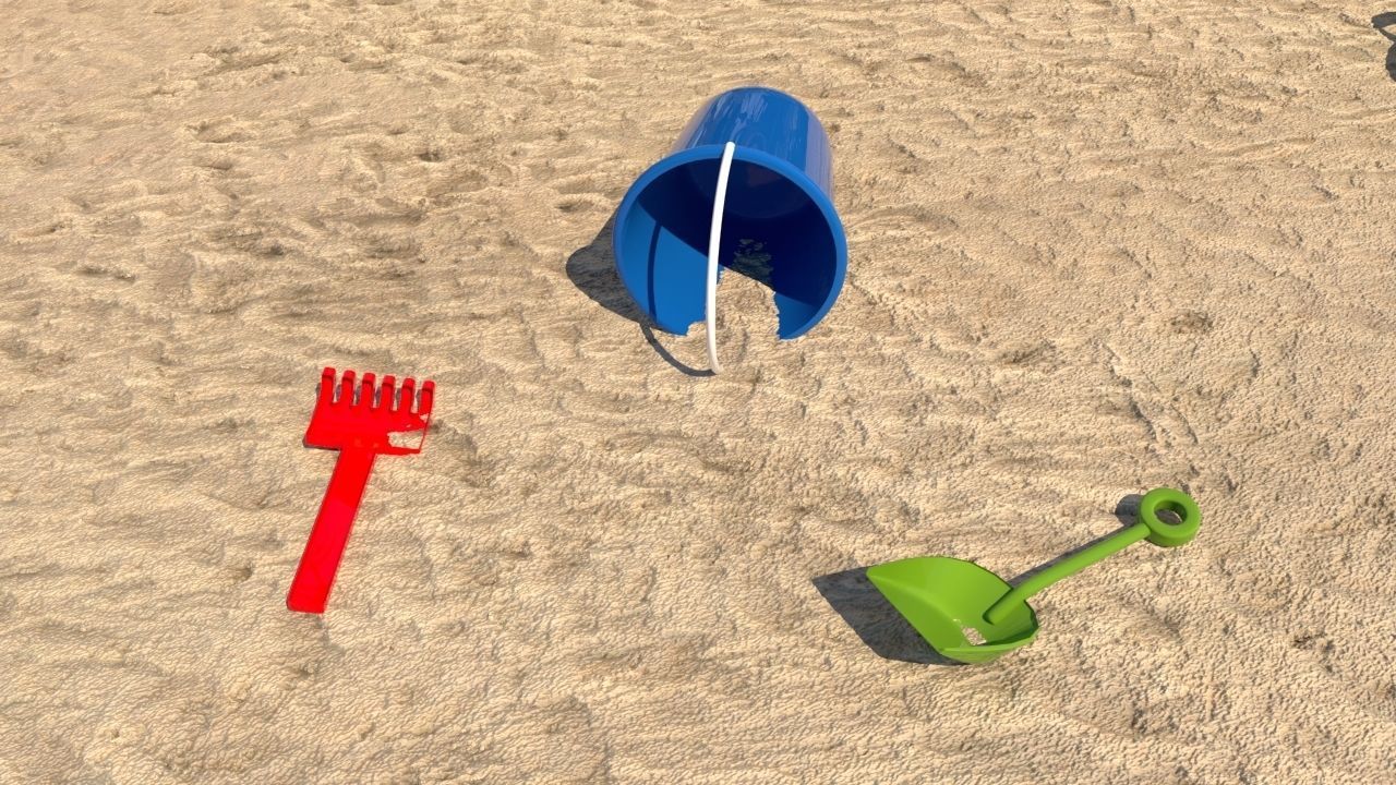 Beach toys sand Free low-poly 3D model_1