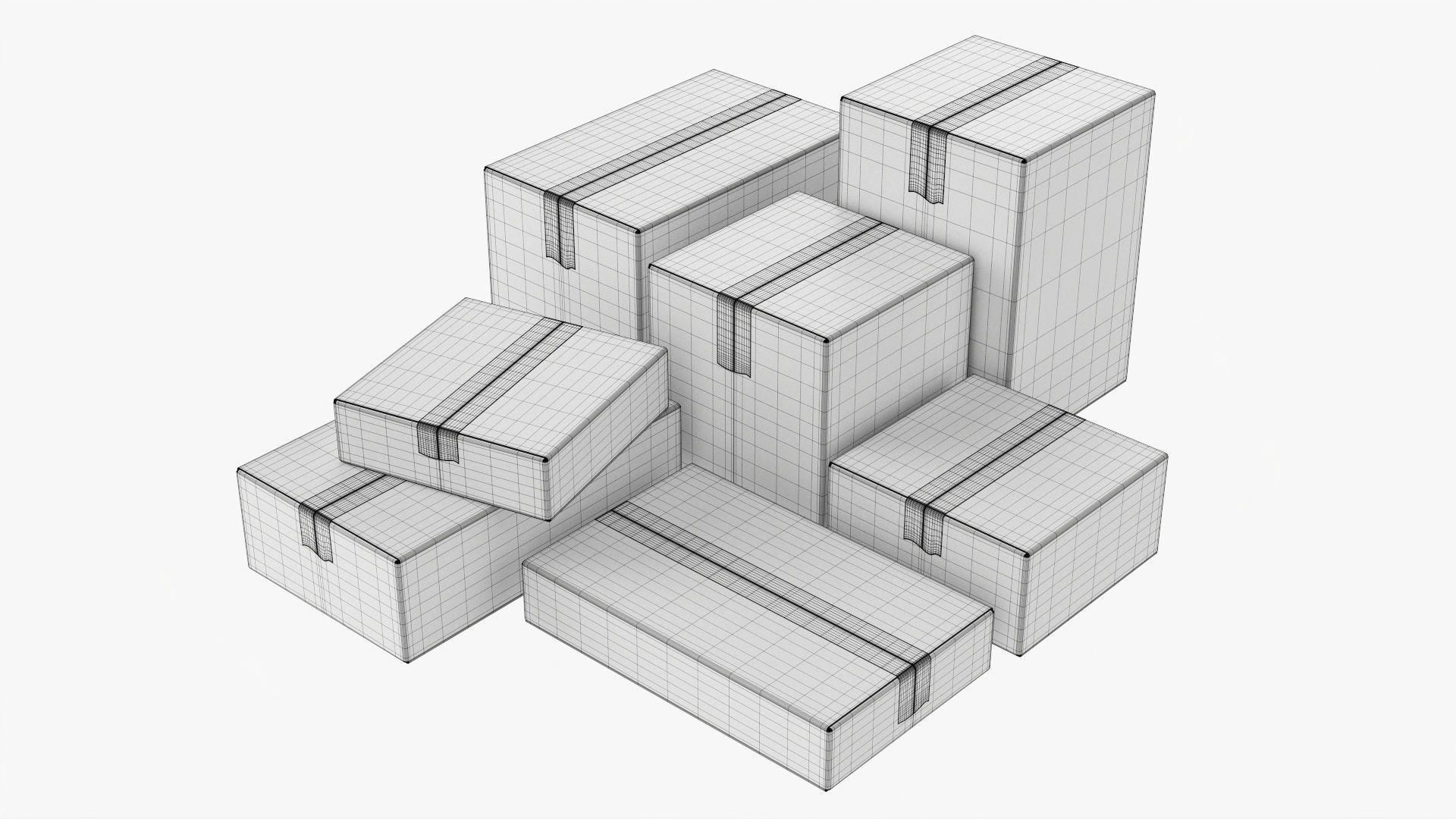 Box sealed with packing tape mockup 3D Model Collection_9