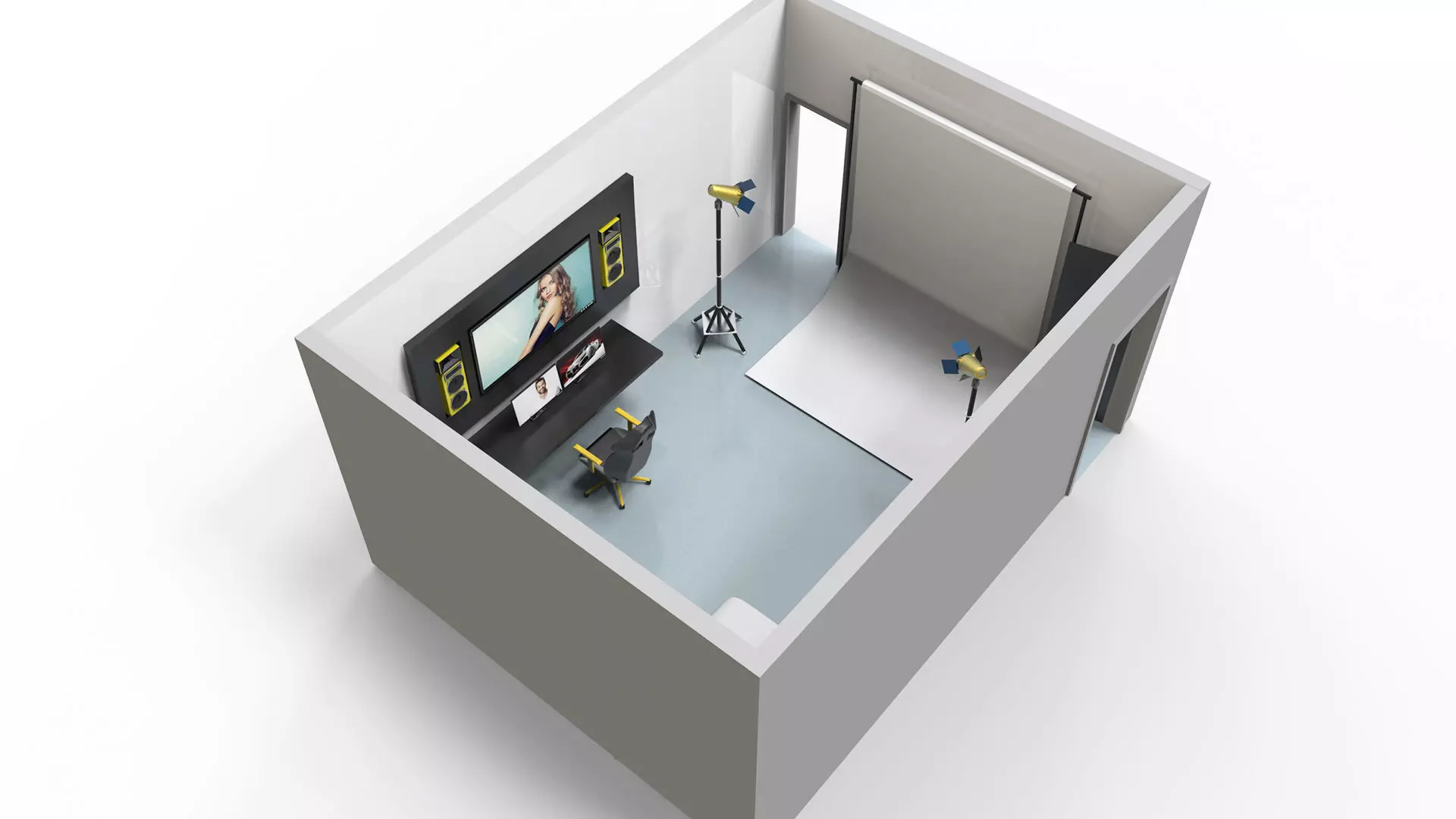 Photography Studio 3d model setup Low-poly 3D model_0