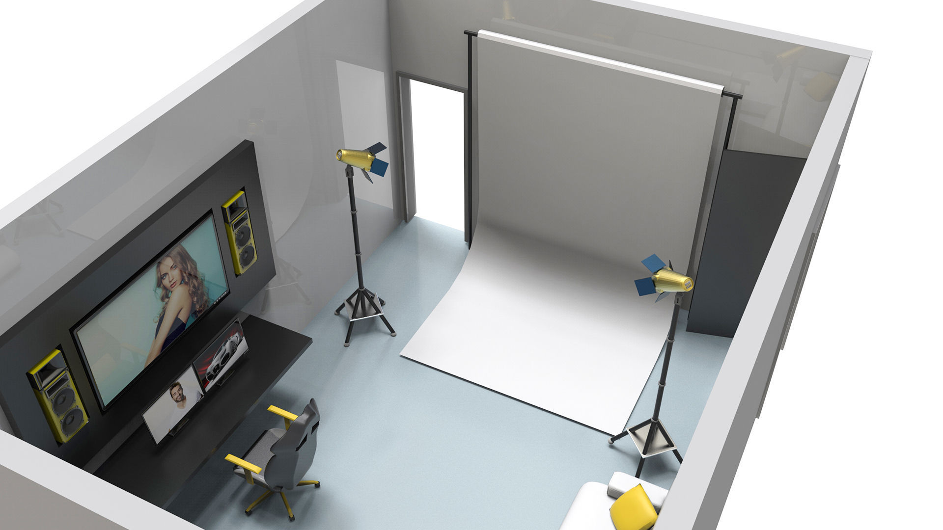 Photography Studio 3d model setup Low-poly 3D model_2