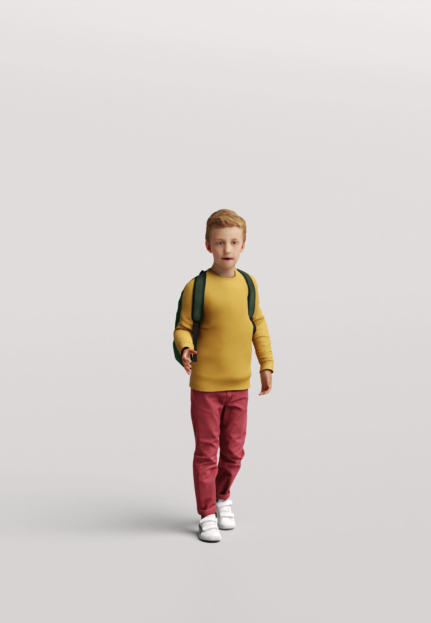 Humano Group model Mother walking with a young boy 0924 3D model_6