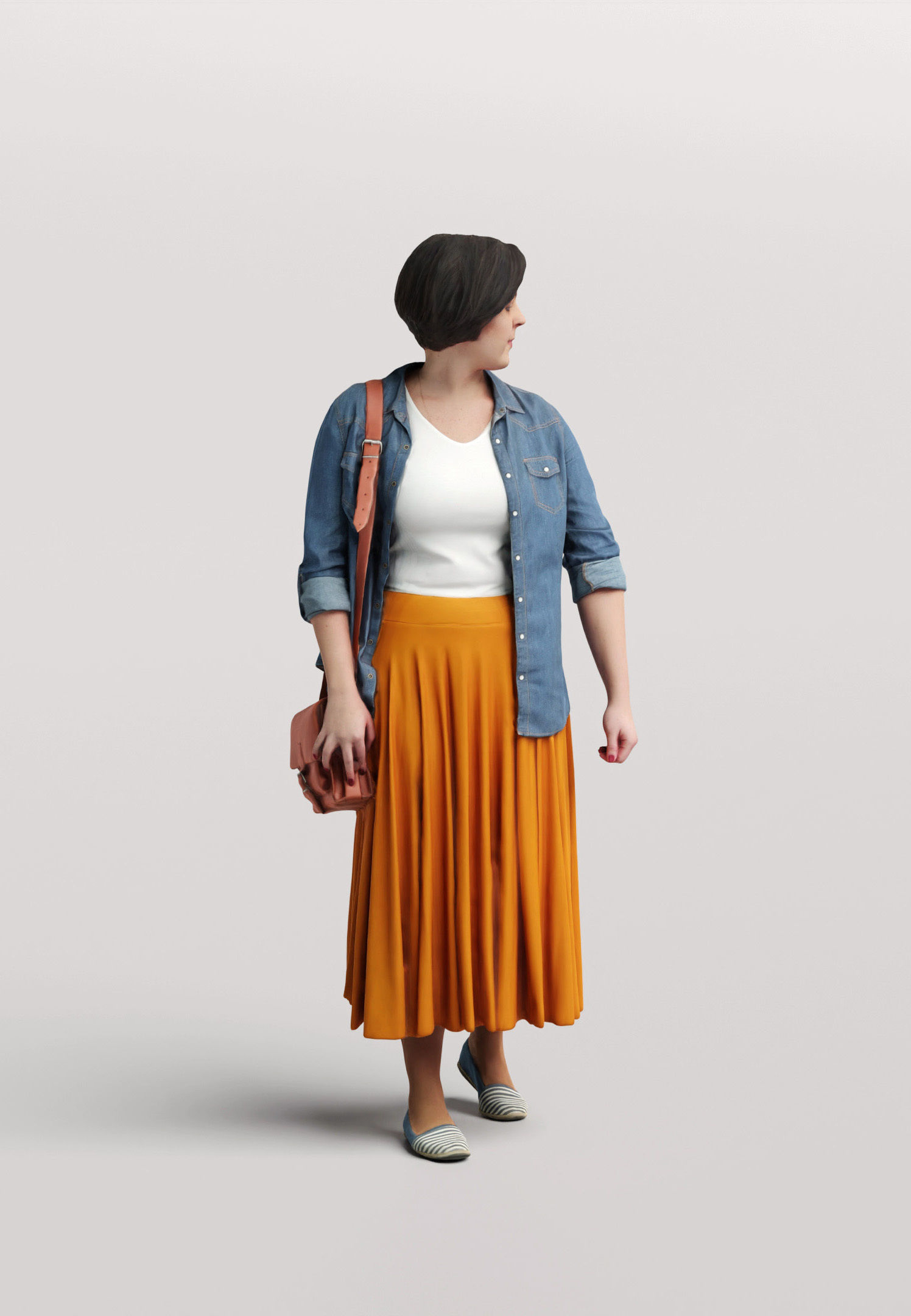 Humano Group model Mother walking with a young boy 0924 3D model_5