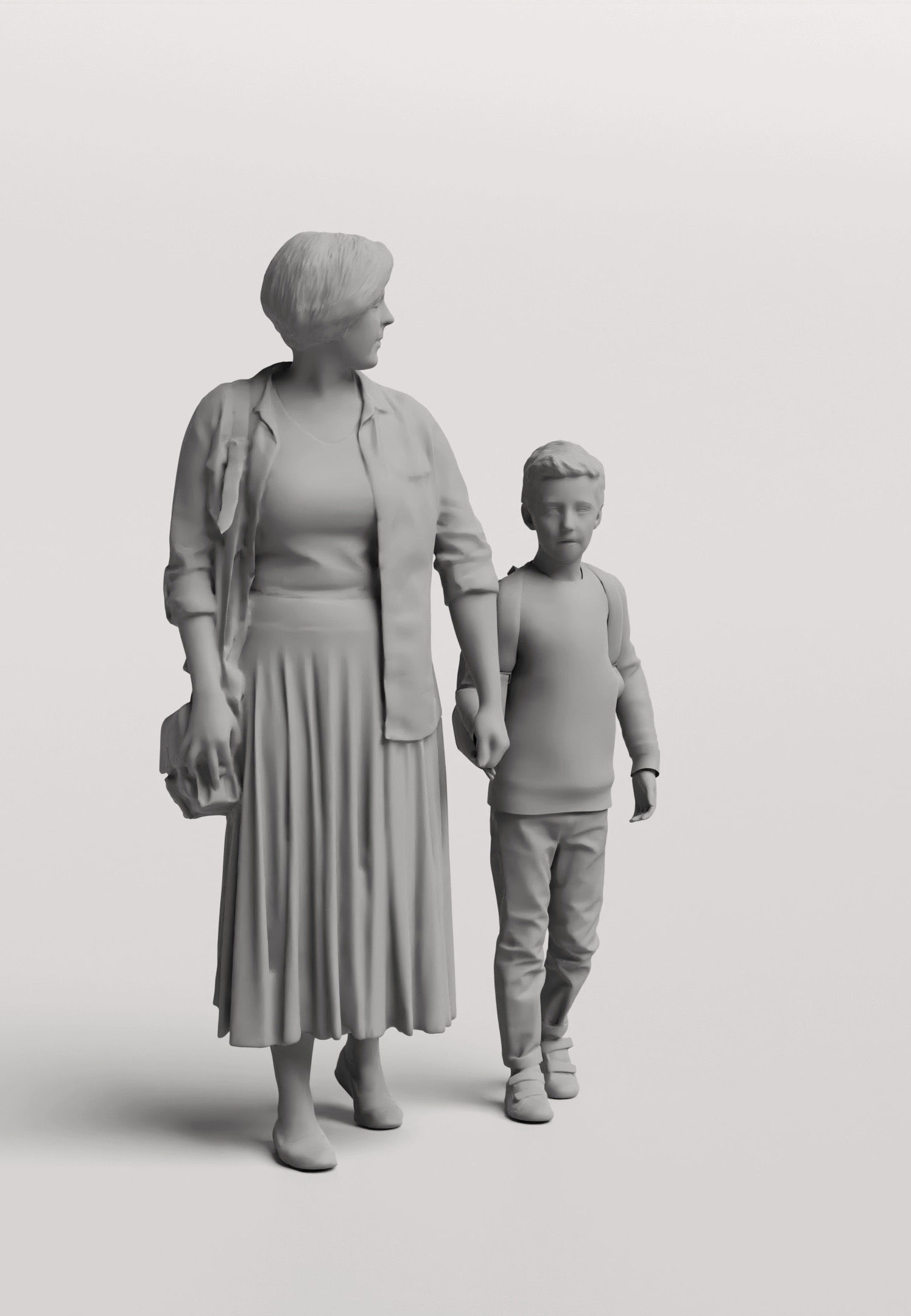 Humano Group model Mother walking with a young boy 0924 3D model_3