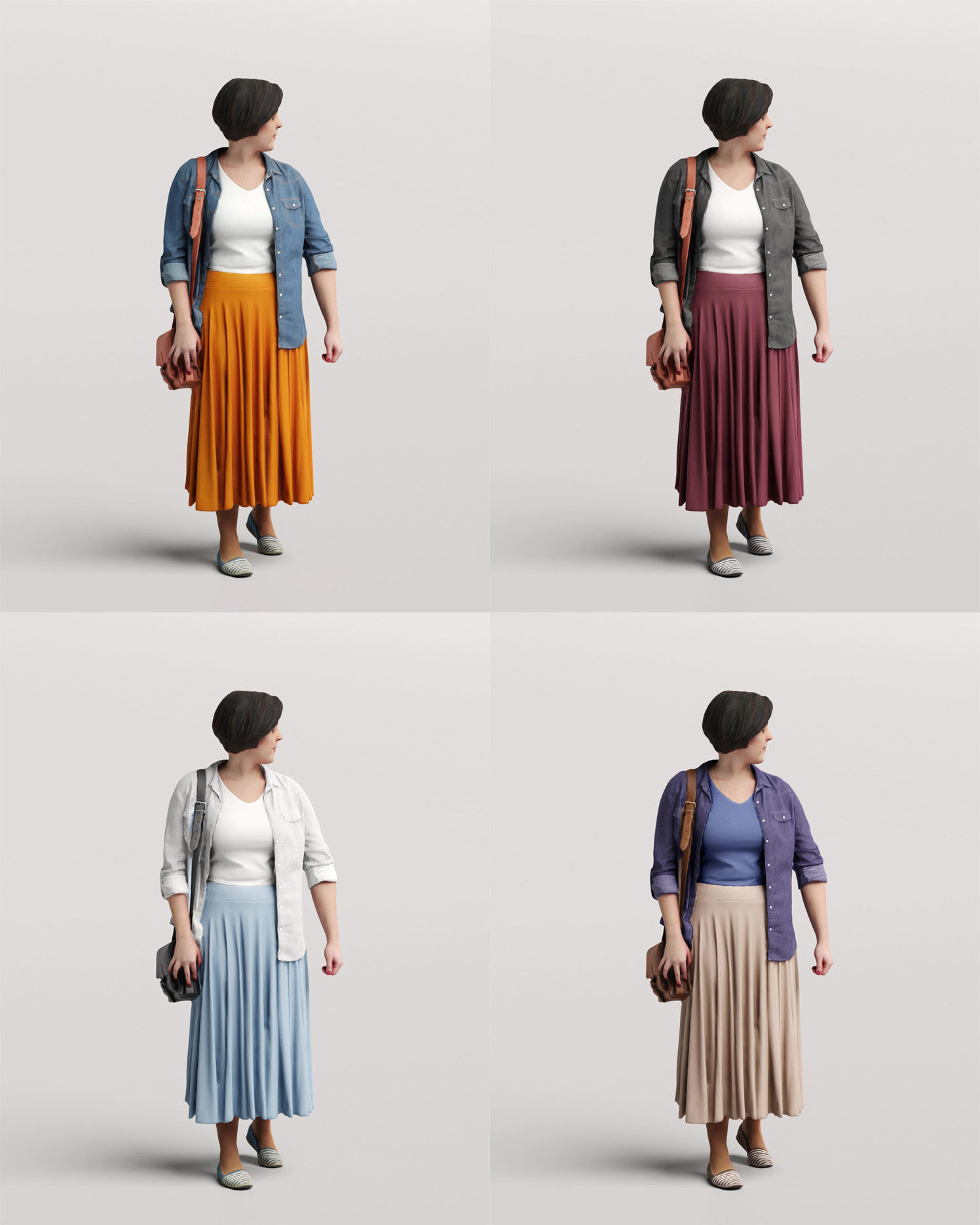 Humano Group model Mother walking with a young boy 0924 3D model_11