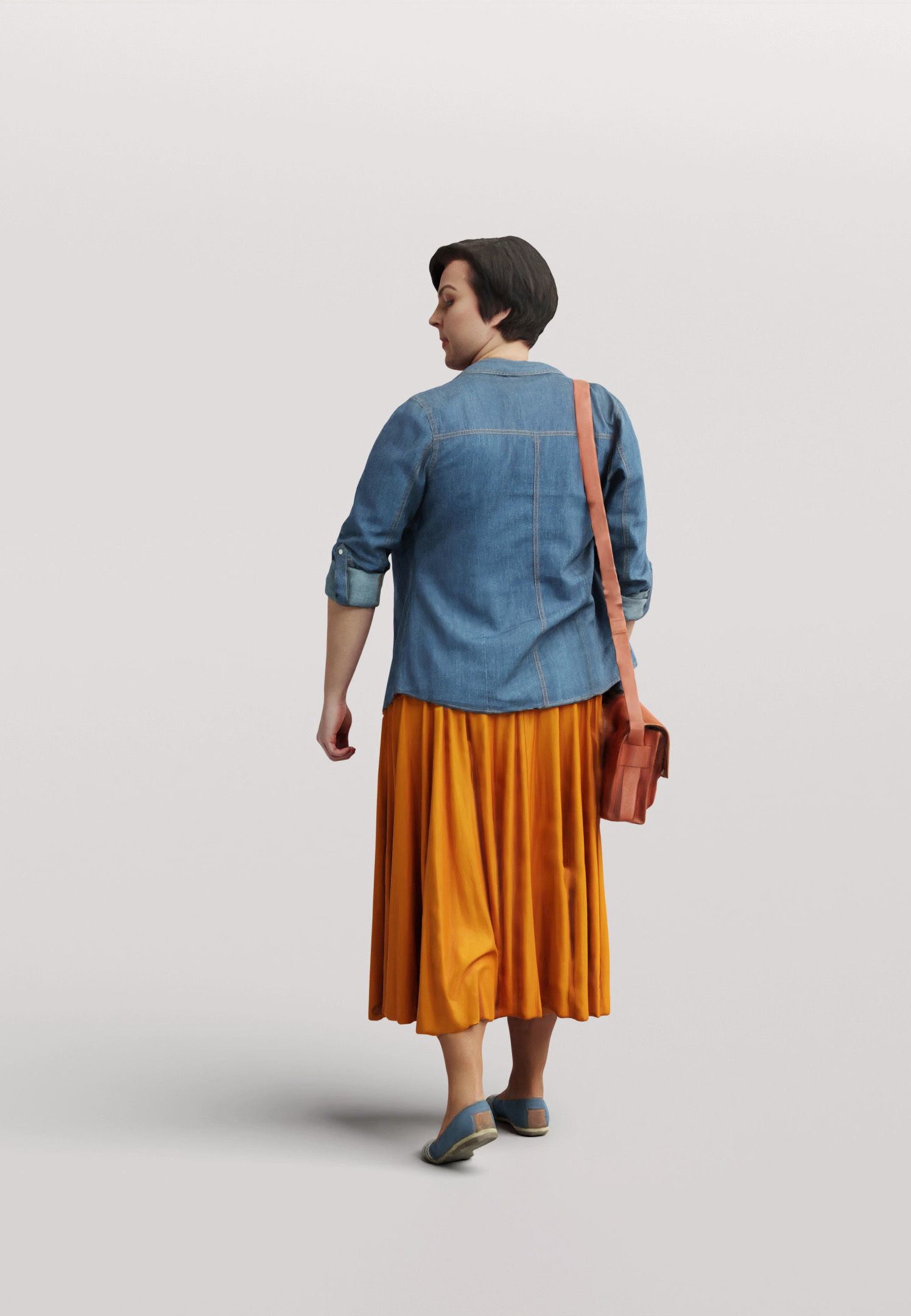 Humano Group model Mother walking with a young boy 0924 3D model_7