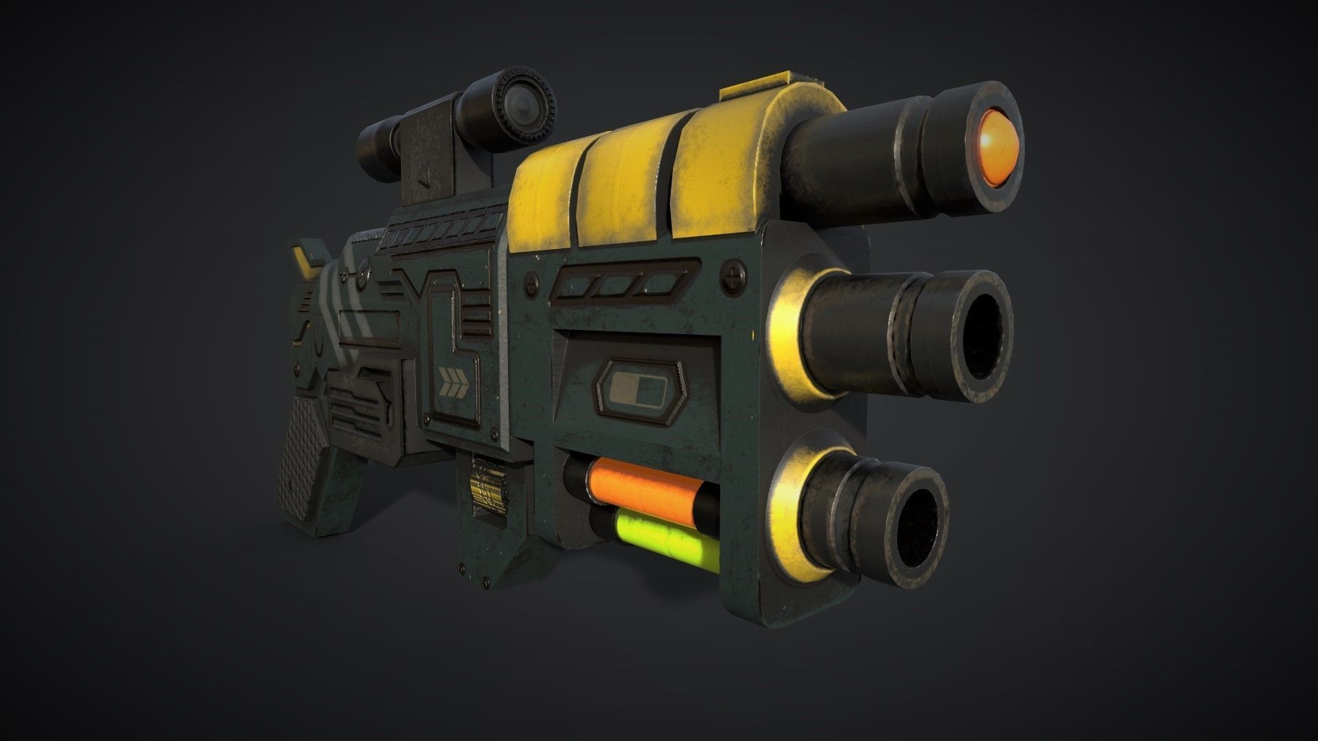 Sci Fi Concept Ray Gun Low-poly 3D model_7