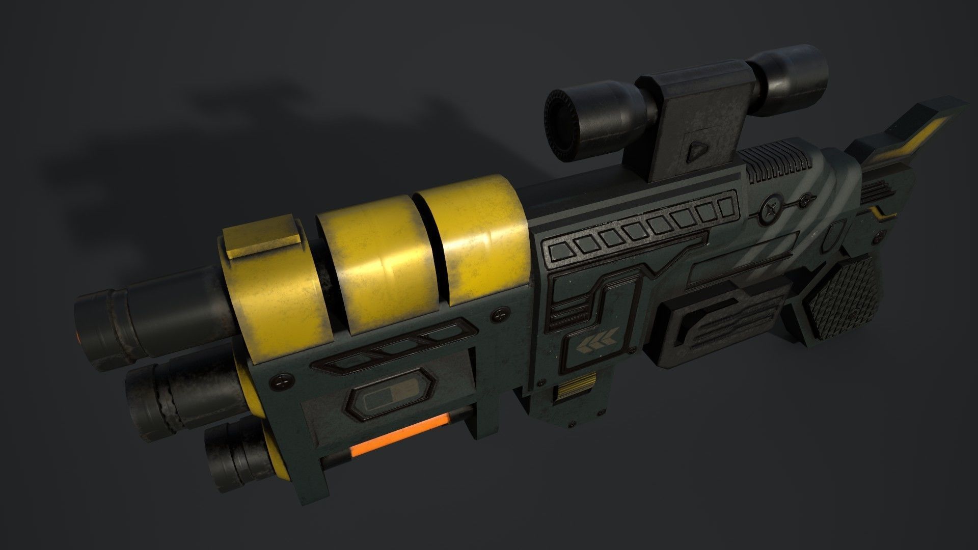 Sci Fi Concept Ray Gun Low-poly 3D model_1