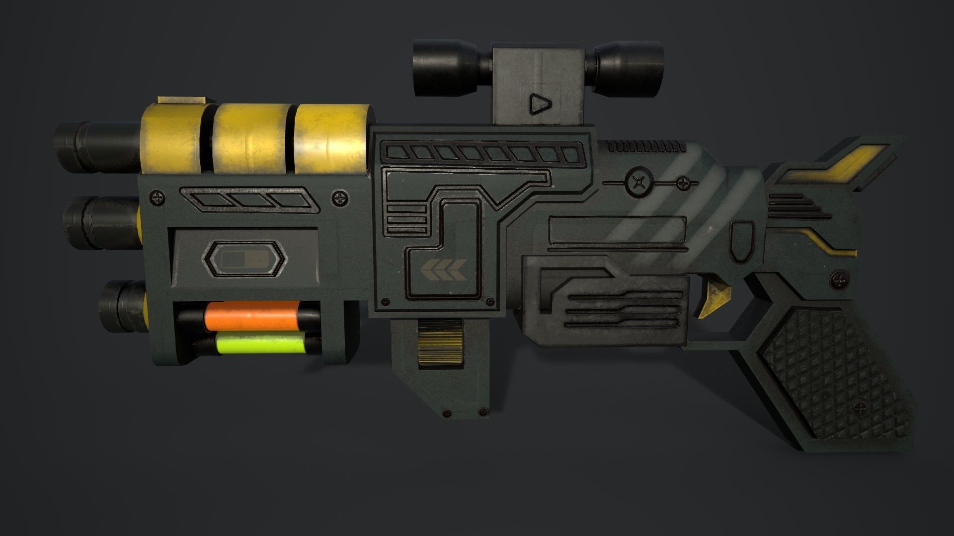 Sci Fi Concept Ray Gun Low-poly 3D model_9