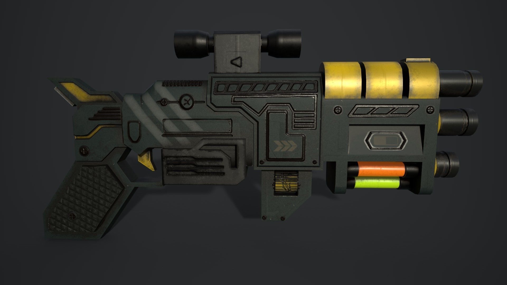 Sci Fi Concept Ray Gun Low-poly 3D model_8
